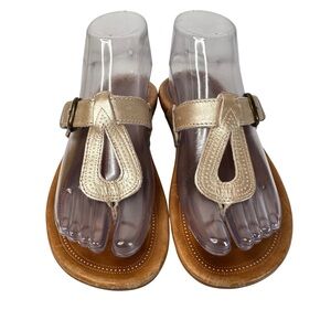 Olukai Lanakila Gold Leather Comfort Flip Flop Sandals Walking Beach Travel 7